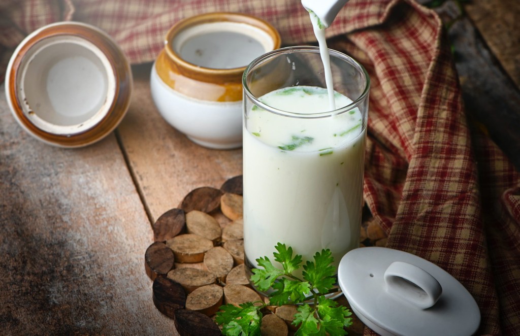 glimpse of delicious glass of buttermilk