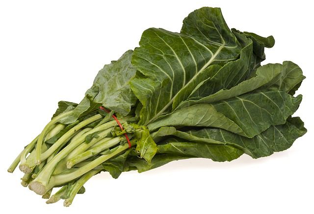 raw green organic collard greens