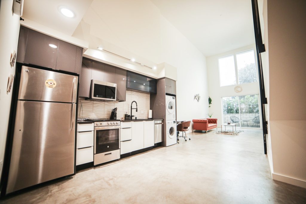 refrigerator in the kitchen