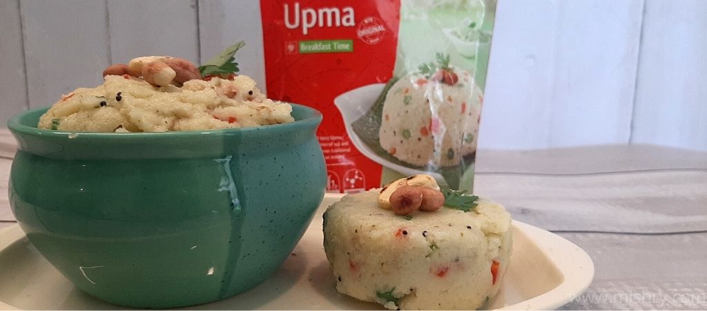 the prepared upma instant mix served in bowls