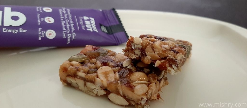 closer look at phab fruit and nut energy bar