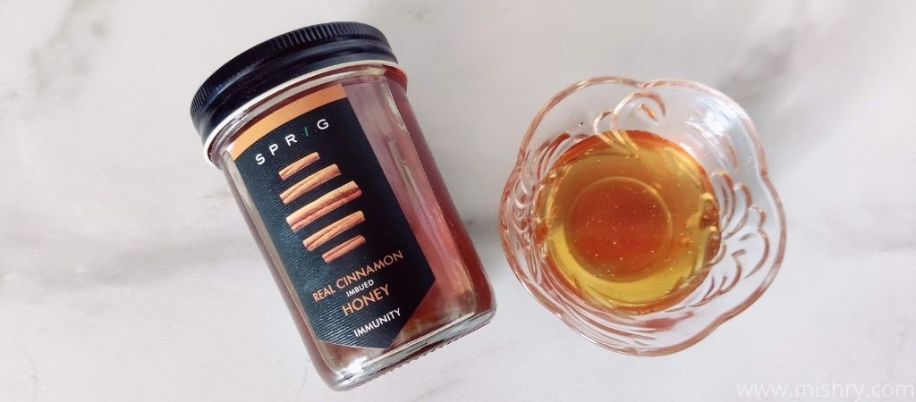 sprig real cinnamon imbued honey contents