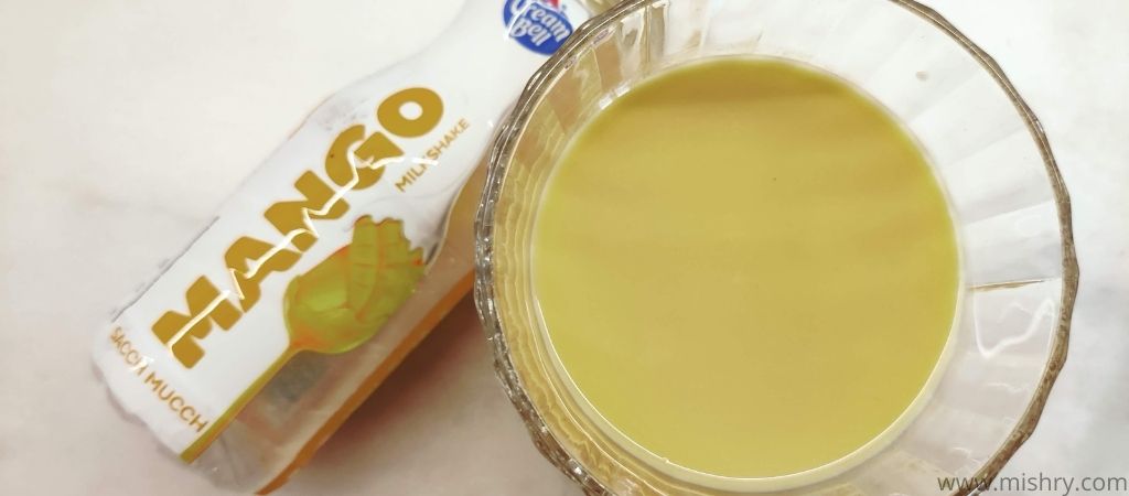closer look at cream bell sacch mucch mango milkshake