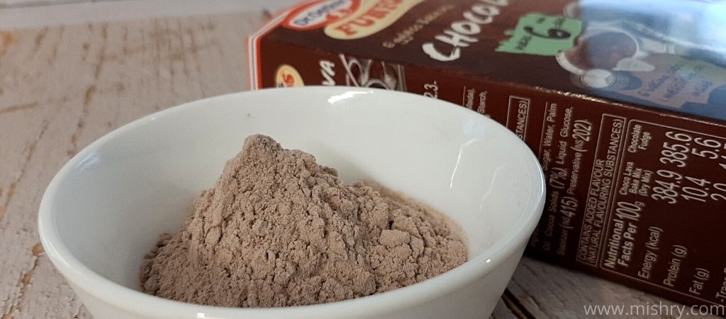 closer look at dr oetker funfoods choco lava bake mix contents