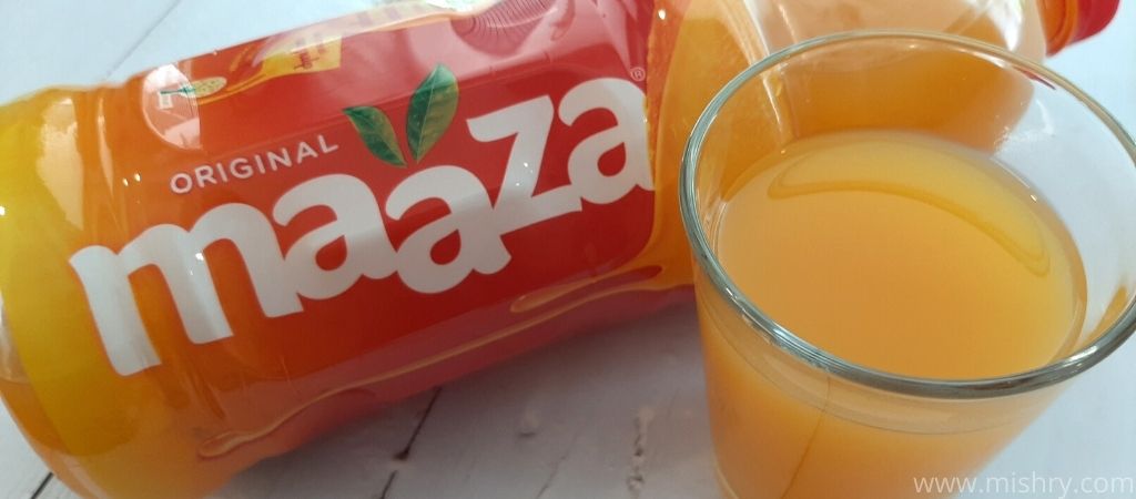 closer look at maaza mango drink
