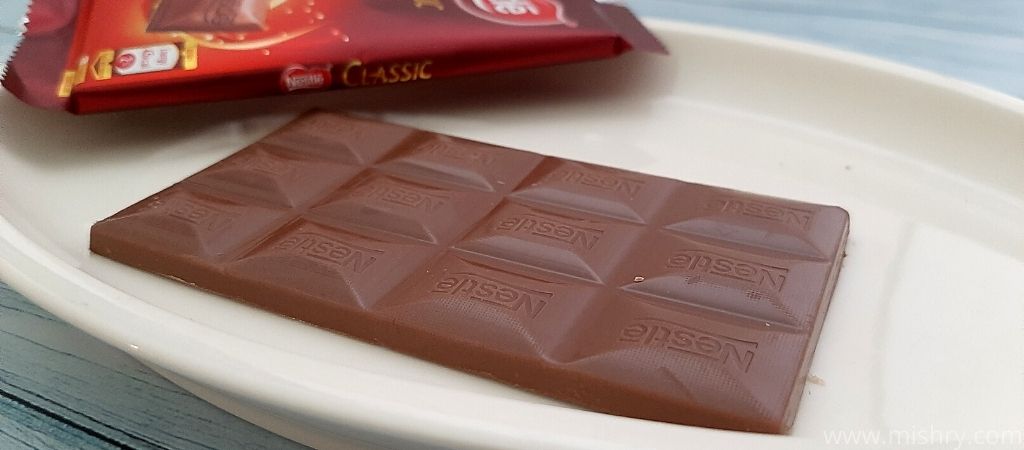 closer look at nestle classic chocolate bar