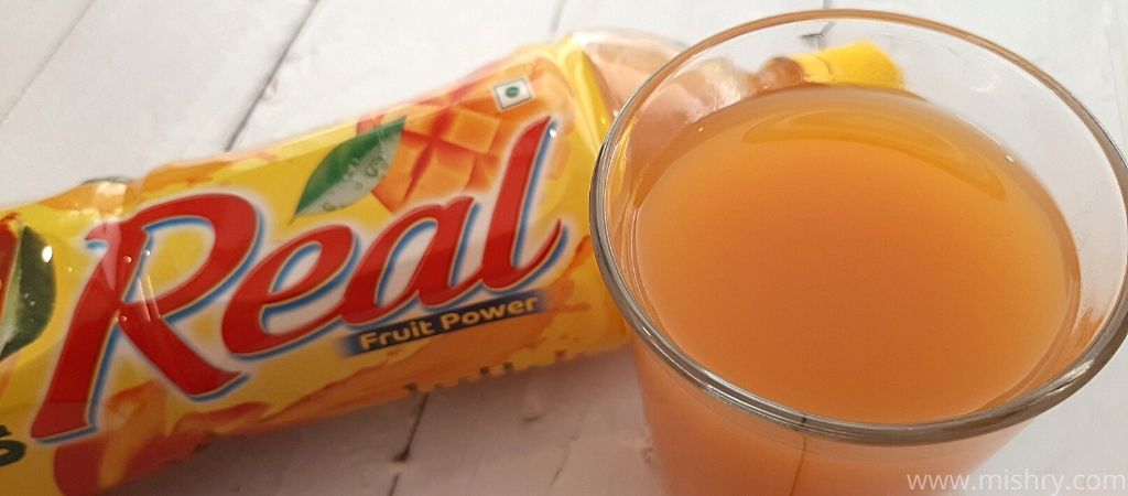 closer look at real mango drink