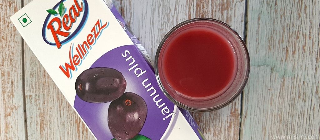 closer look at real wellnezz jamun juice