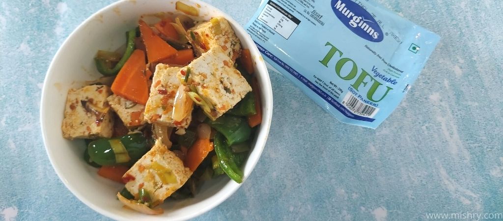 cooked murginns tofu in a bowl
