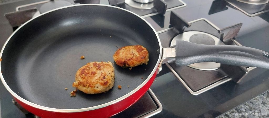 making kebabs on solimo non-stick fry pan