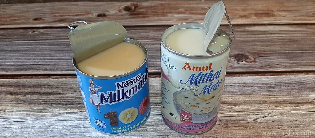 nestle milkmaid vs amul mithai mate condensed milk appearance