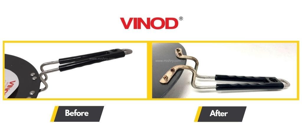 vinod hard anodised tawa handle before and after use
