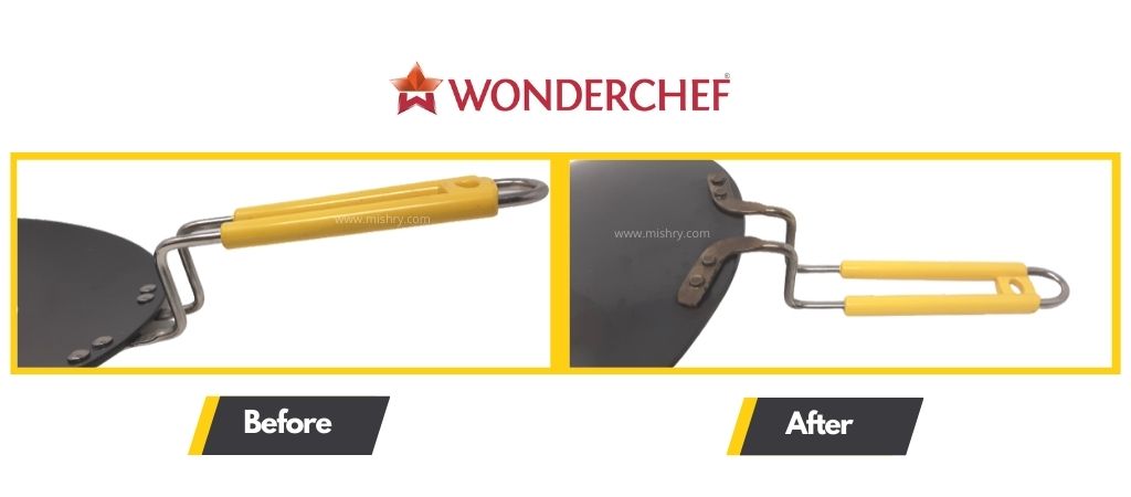 wonderchef hard anodised tawa handle before and after use