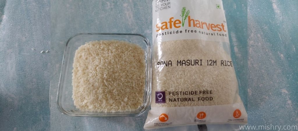 safe harvest sona masuri rice contents