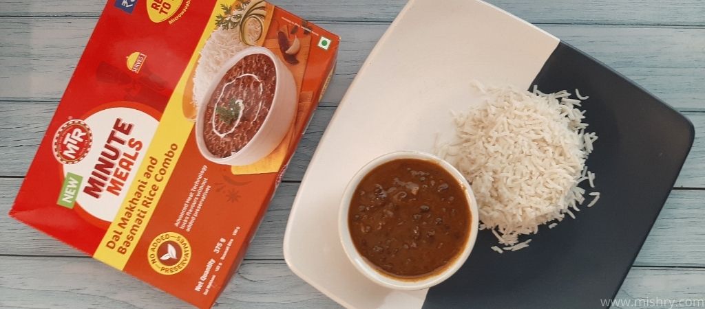 mtr minute meals dal makhni after heating in a plate