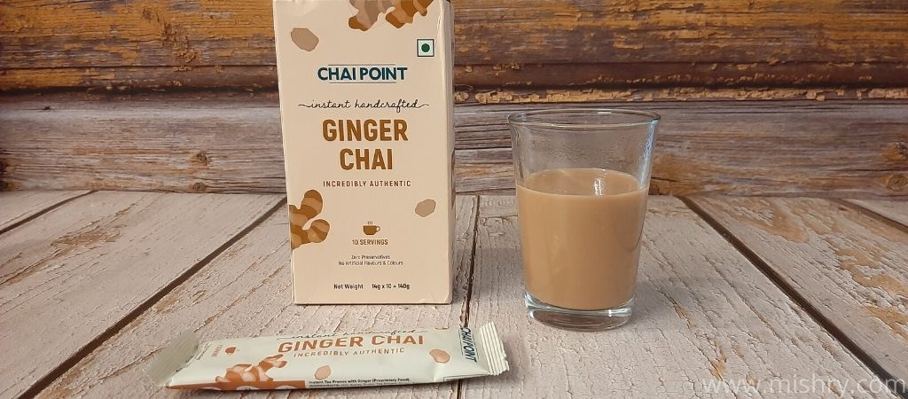 chai point ginger tea in a glass