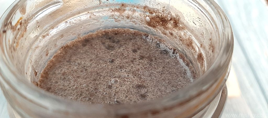 closer look at cadbury oreo milkshake after mixing in the milk