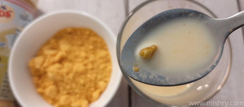 closer look at pista in kesar pista milk shake mix