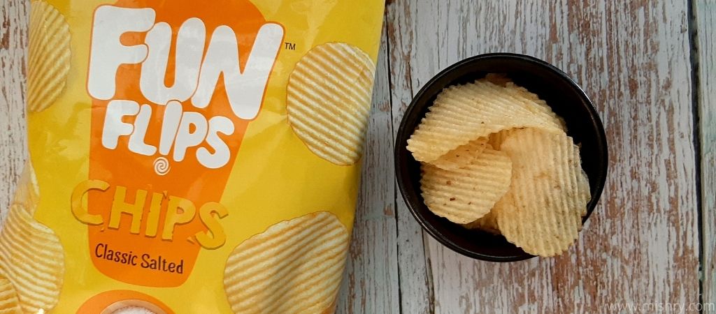 fun flips classic salted chips in a bowl
