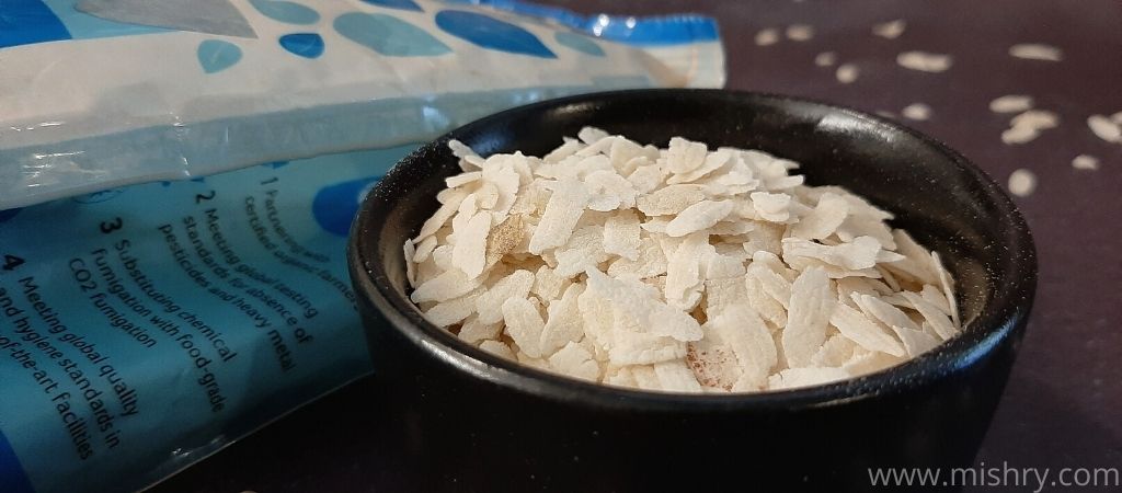 organic tattva poha in a bowl