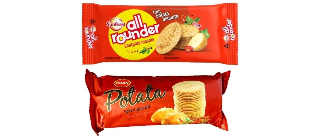 Pran spicy and sunfeast all rounder biscuits