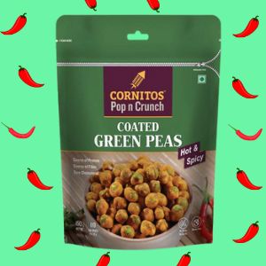 cornitos pop n crunch coated green peas hot and spicy flavor
