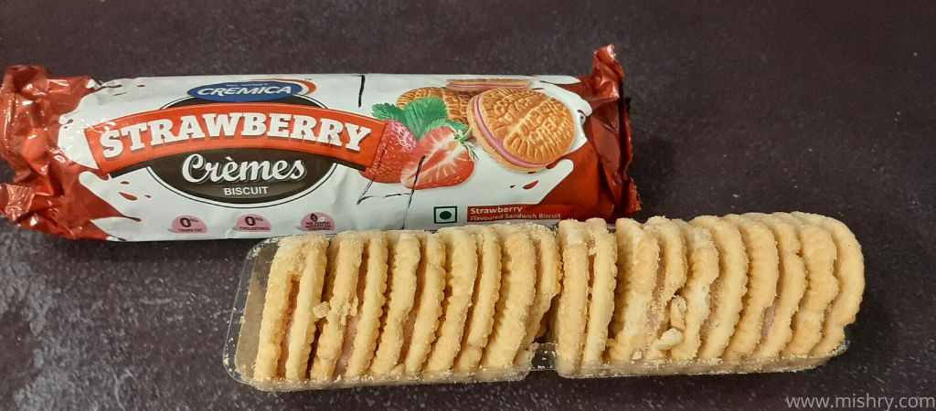 cremica strawberry cremes biscuits on a table