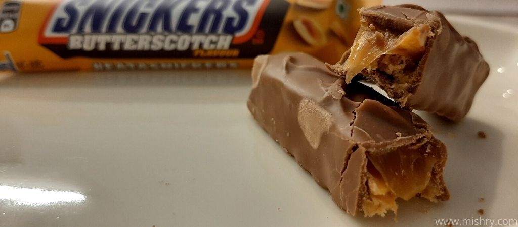 snickers butterscotch chocolate bar broken piece