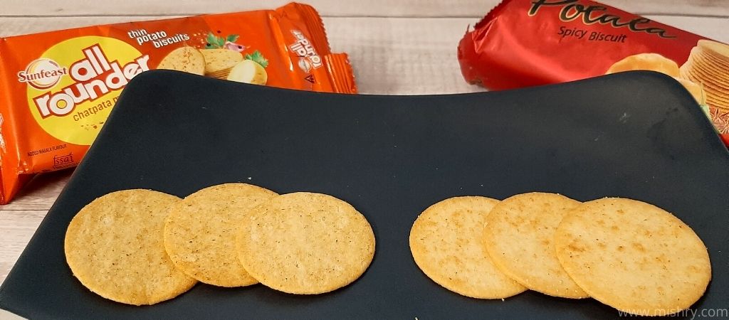 sunfeast all rounder and pran spicy biscuits comparison