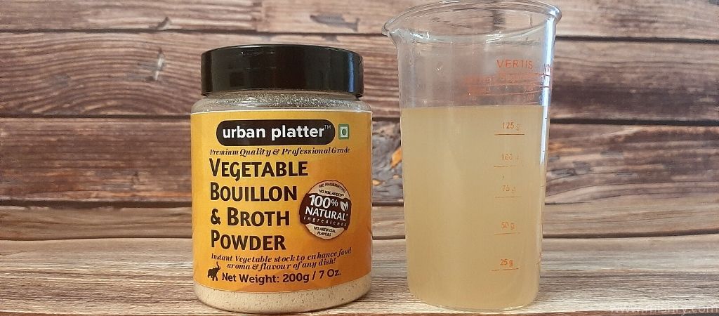 vegetable bouillon & broth powder after mixing into warm water