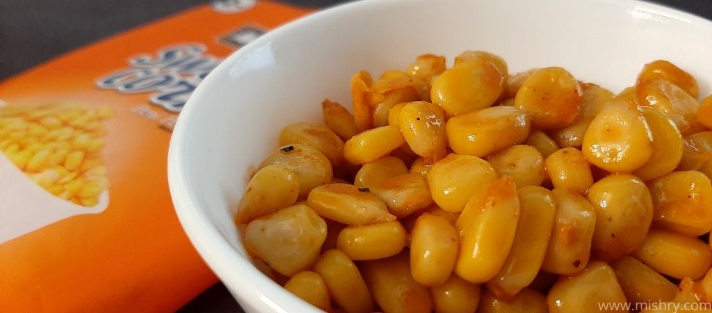 closer look at prepared peri peri sweet corn in a bowl