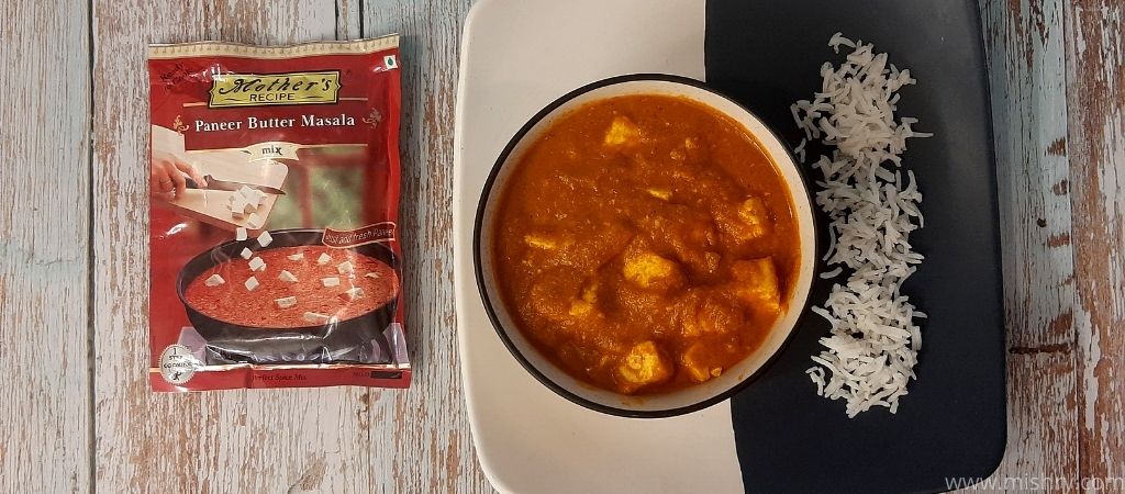 gravy made by using paneer butter masala in a bowl