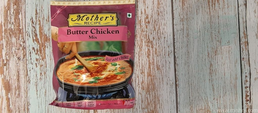mothers recipe butter chicken mix on a table
