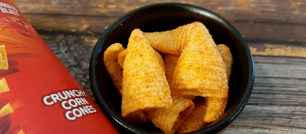 snac atac crunchy corn cones in a bowl