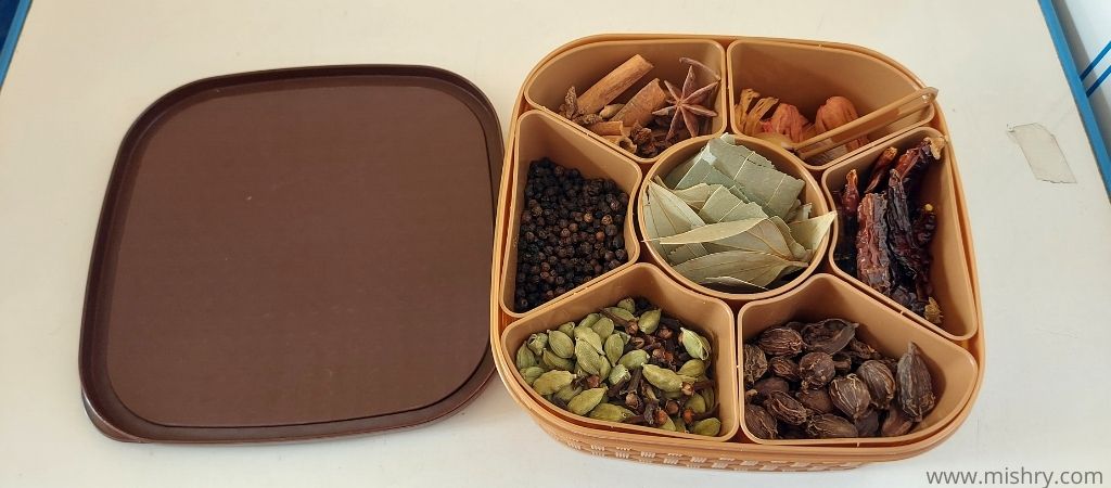 spices inside nakoda titan plastic masala box
