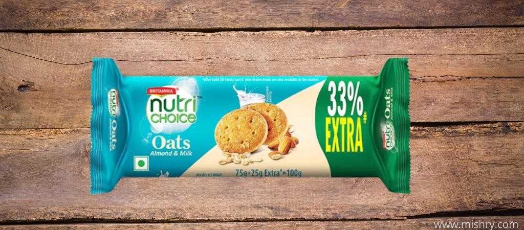 britannia nutri choice oats almond and milk packaging