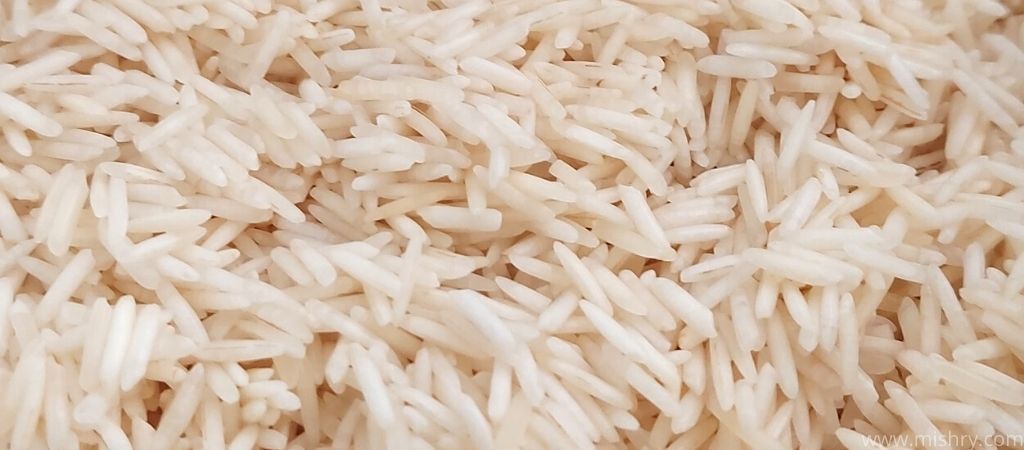 closer look at fortune biryani special basmati rice cooked