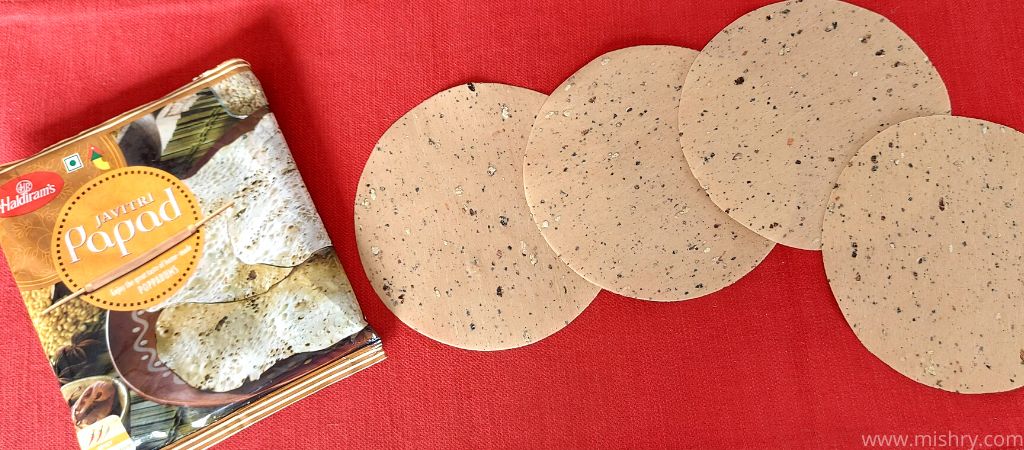 haldiram's javitri papad placed on a table after opening the pack