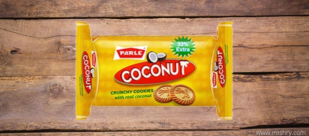 parle coconut crunchy cookies with real coconut packaging