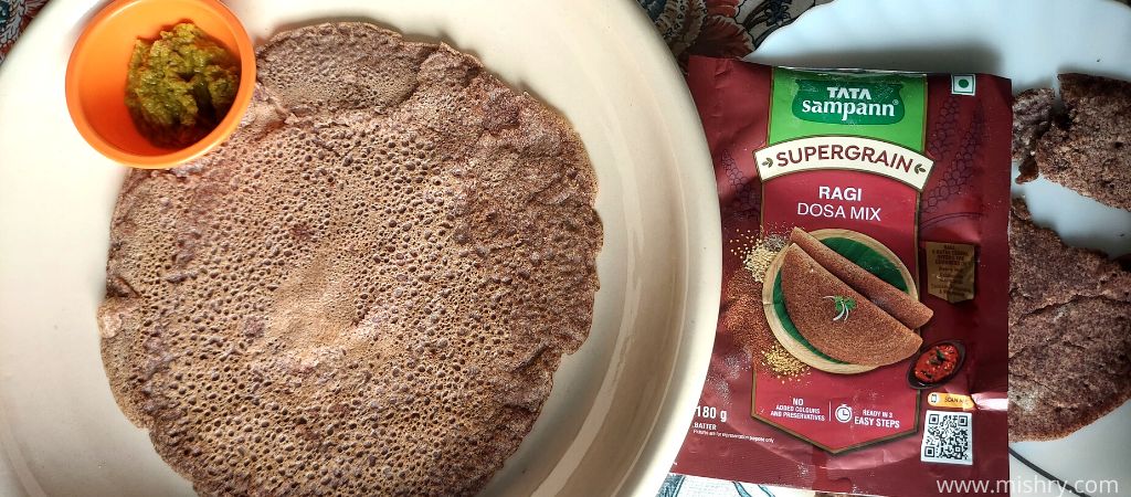 supergrain ragi dosa on a plate after cooking