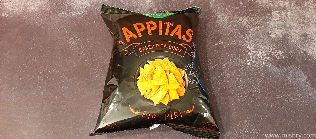 wingreens farms appitas baked pita chips piri piri flavor packaging