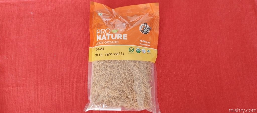 pro nature 100% organic vermicelli packaging