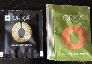 the individual sachets of orika italian and peri peri seasoning