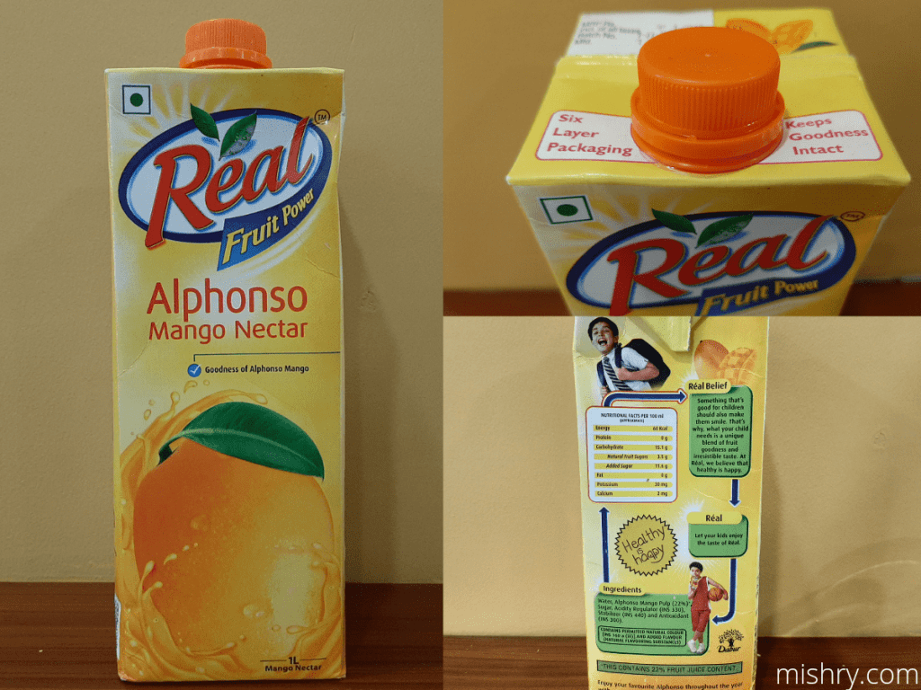 real alphonso mango nectar packaging