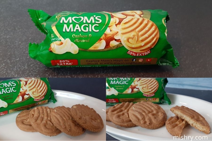 review setup for sunfeast mom’s magic cashew & almond biscuits
