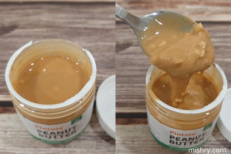 pintola all natural unsweetened crunchy peanut butter appearance