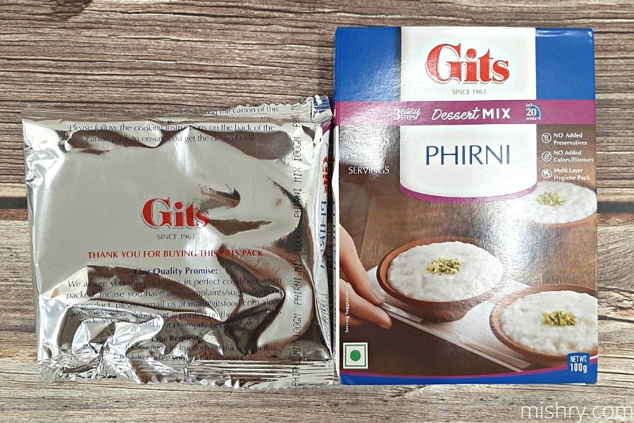 packaging of gits phirni mix