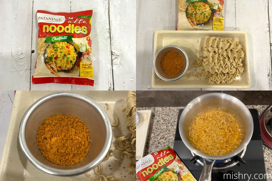 the contents and the cooking process of patanjali atta noodles chatpata variant