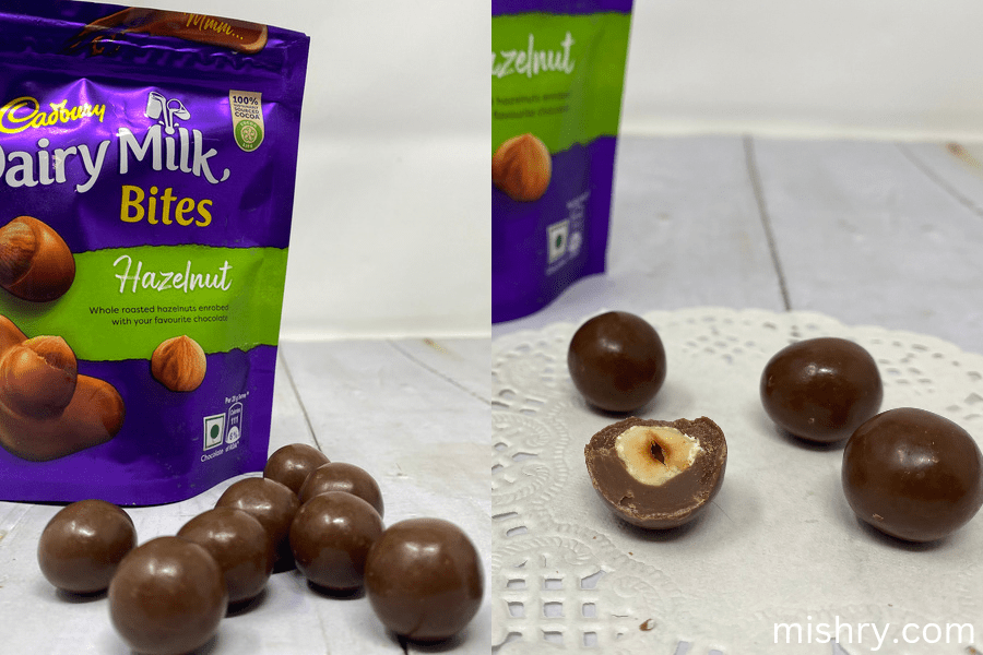 a close look at cadbury milk bites - hazelnut