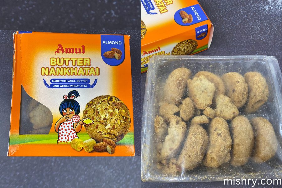 amul butter almond nankhatai's outer packaging